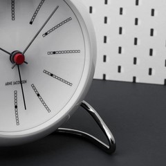 Vtg Arne Jacobson BankersTable Clock White Retro Midcentury Modern Alarm Denmark