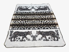 Fruto Del Telar Wool Throw Blanket Tiger Print Rare “76×72”