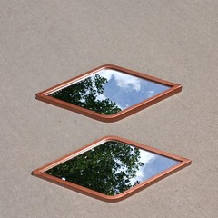 Vintage Copper Metal Diamond Shaped Frame Accent Mirrors Set of 2 MCM Style 15″