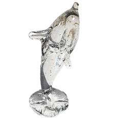 Dolphin Shape Blown Gold Bubble Glass Figurine Paperweight Approx. 5.25″Tall