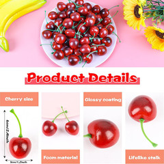 50Pcs Artificial Fruit Cherries,Lifelike Fake Cherry Simulation Decor for Home D