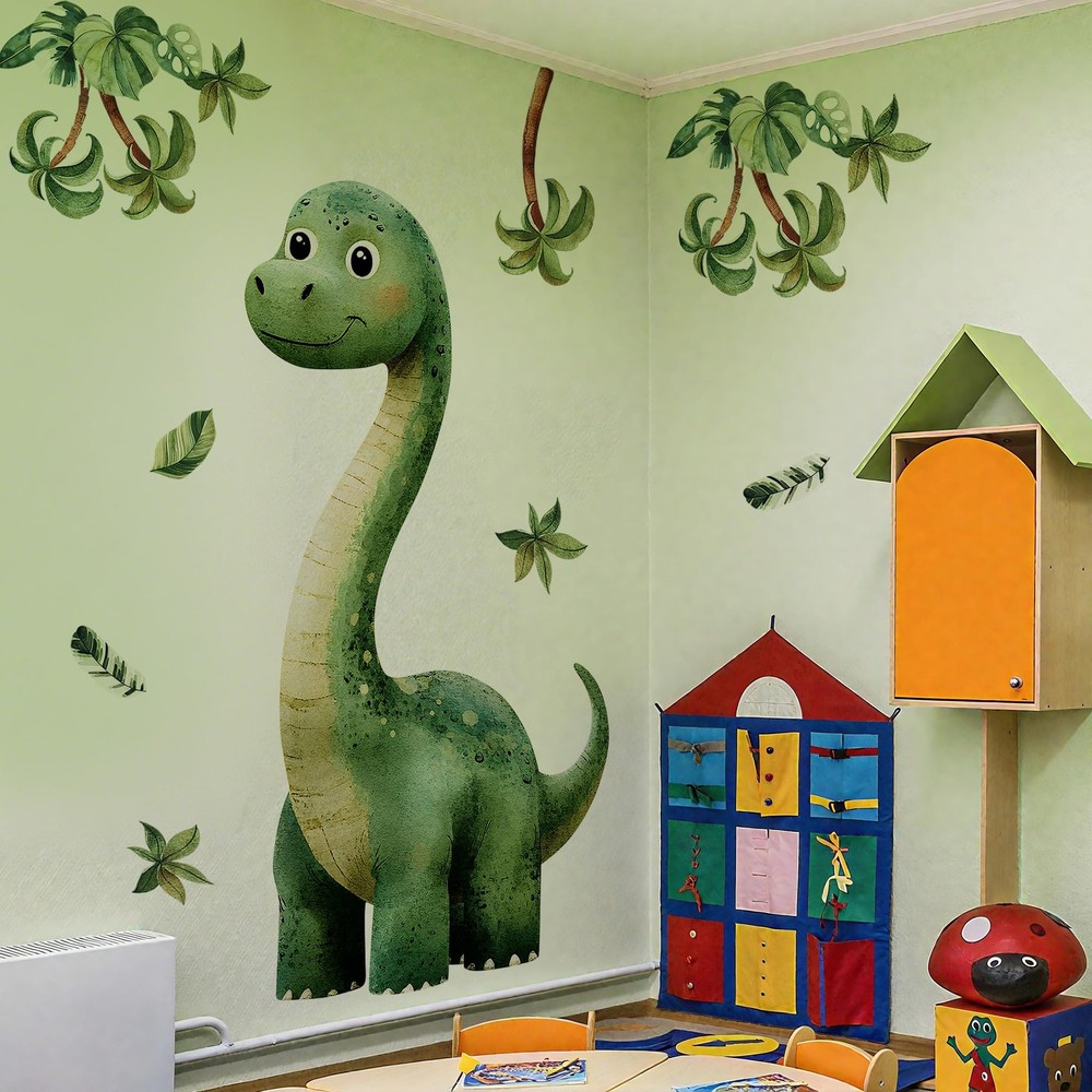 3D Large Dinosaur Wall Decals，Boho Dinosaur Palm Tree Wall Stickers，Peel and …