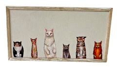 Eli Halpin Cats Framed Canvas Art GreenBox Colorful Folk Art 10×5