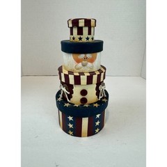 CMI Henton Patriotic Uncle Sam Santa Nesting Boxes Americana Folk Art