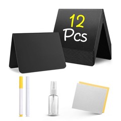 12 Pack Mini Chalkboard Signs for Food, 4”x3” Small Reusable Chalk Black
