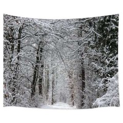 Snowfall Forest Extra Large Tapestry Wall Hanging Fabric Nature Background