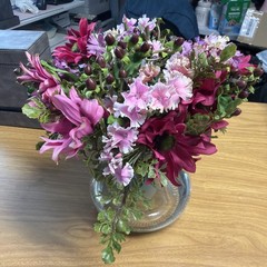 Nearly Natural Mixed Daisy Floral Arrangement with Vase, Floor Display