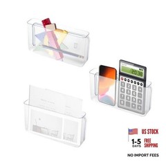 3 Pack Plastic Wall Mount File Holder, 8.6×4.7×2.1 In Clear Acrylic Single