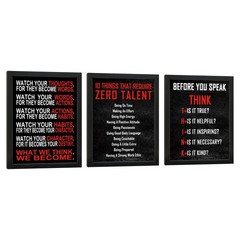 Black Framed Wall Art 3 Panels Motivational Office Positive Quotes Inspiratio…