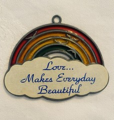 Vintage Rainbow Love Makes Everyday Beautiful Stained Glass Window Suncatcher