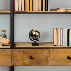 Decorative Tabletop Globe 5.75 Inch in Black and Gold Finish Vintage Style