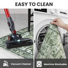 3×8 Washable Rug for Entryway, Green Soft Printed Area Rug, Non-Slip Kitchen …