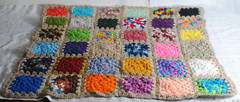 Hand Knit Afghan Lap Blanket Granny Squares 32 x 32 in