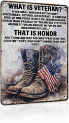 Military Decor Army Patriotic Metal Sign Wall Decor What Is a Veteran Metal Tin