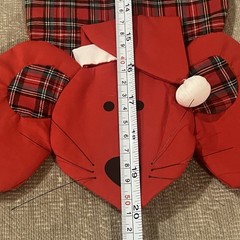Vintage Christmas Stocking Country Dog Plaid Handmade Door Hanger Red Cotton