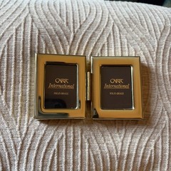 Carr International Solid Brass Hinged Double Picture Frame Miniature 1.5×2 photo