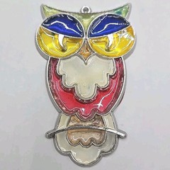 3.5″ Owl Shaped Multicolor Resin Plastic Metal Frame Hangable Suncatcher