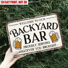 Retro Backyard Bar Metal Tin Sign Welcome Sign Wall Decor Outdoor Patio Parties