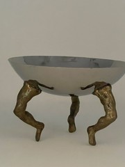 Michael Arams Three Footed Leg Bowl Stainless Steel Bronze Legs