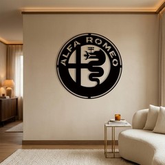 Alfa Romeo Metal Wall Art, Car Logo Decor, Automotive Wall Decor