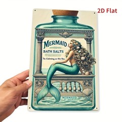 [2D Flat] 1pc Mermaid Bath Salts Vintage Tin Metal Signs – 7.8×11.8″ Iron Wall A