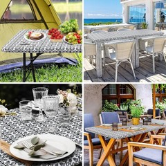 Rectangle Vinyl Table Cloth, Elastic Fitted Flannel Backed Tablecloth, 100%