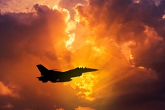 F16 Fighting Falcon Military Aircraft at Sunset Photo Art Pri Poster 18×12