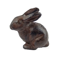 Sitting Little Baby Bunny Rabbit Figurine Cast Iron Paperweight Antique Brown