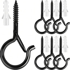 Multicolor Heavy Duty Screw-In Ceiling Hooks With Anchors 20pcs Black