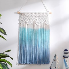 Beach Wave Hanging Tassels Decor 16″ x 26″ Ocean Macrame Wall Hanging Coastal…