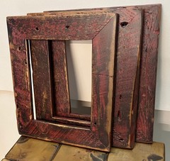 3 reclaimed wood 8×10 picture frames Barn Red
