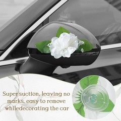 Wedding Car Decoration with White Satin Ribbons & Artificial Flowers – Just M…