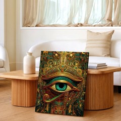 Wall Art Egyptian Eye of Horus Steampunk Canvas Print Poster Gold Teal Decor