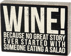 Primitives By Kathy Box Sign Wine Because Funny 8 x 6 x 1.75in NEW