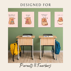 4 Capybara Kids Room Posters – Cute Kawaii Animal Wall Art Print Decor Nursery