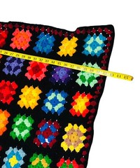 Handmade Granny Core Squares Roseanne Afghan Blanket Throw Black 66 in x 42 in