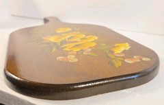 VTG 1981 Hand Painted Wooden Cutting Board Wall Decor Flower Design – Signed