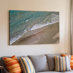 Coastal Beach Waves Canvas Wall Art Ocean Shoreline Seaside Landscape Print