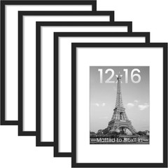 upsimples 12×16 Picture Frame Set of 5, Display Pictures 8.5×11 with Mat or 12 x