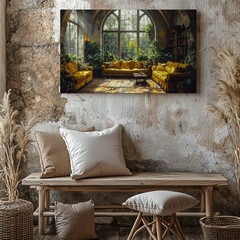 Wall Art Sunlit Conservatory Interior Natural Light Sun Drenched Glass Canvas