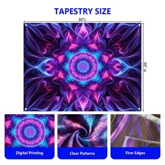 UV Reactive Blacklight Tapestry Basic Mandala Boho Chic Wall Hanging 80×60