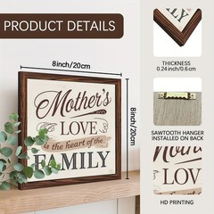 Family Heart Mother’s Love Wooden Plaque Mother’s Day Farmhouse Decoration Gift