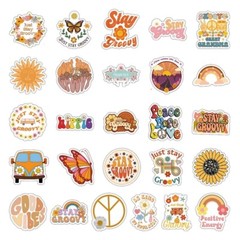 50 PCS Retro Hippie Life Stickers Groovy Peace Love Decals Laptop Hydro Set A