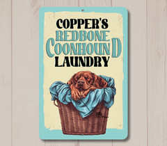 Redbone Coonhound Custom Laundry Room Sign coon hound dog coondog metal tin