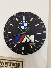BMW M Round Analog Wall Clock Tachymeter Dial Black Non-Numeric Marks