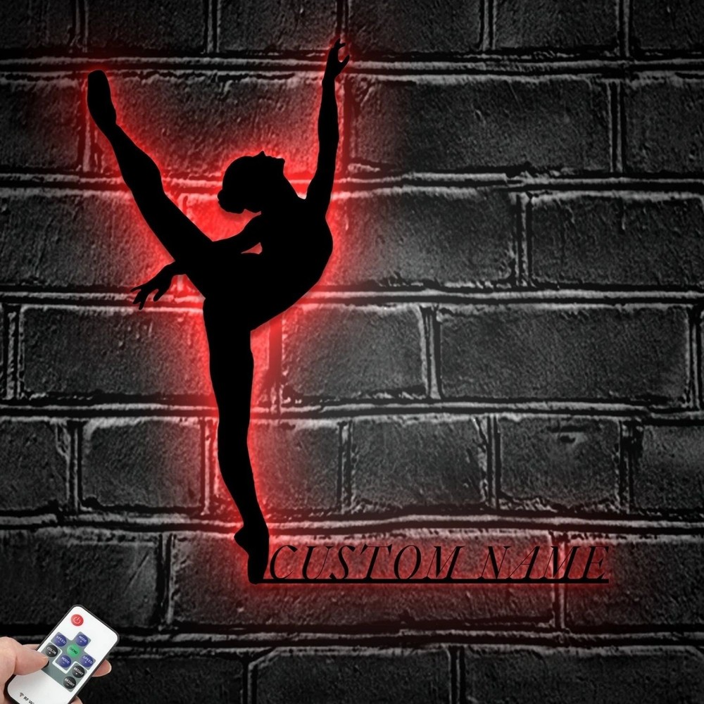 Personalized Modern Dance Metal Sign with LED, Custom Girl Ballet Name Decor