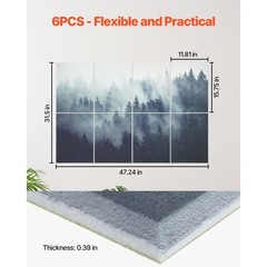 Uimoso 8 Pack Art Acoustic Wall Panels 15.8 x 11.8 inch Self-Adhesive Forest