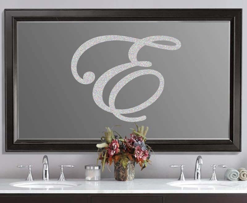 Script Wedding Letter Initial Frosted Etched Glass Vinyl Sticker Decal 3″-5″ (a)