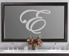 Script Wedding Letter Initial Frosted Etched Glass Vinyl Sticker Decal 3″-5″ (a)