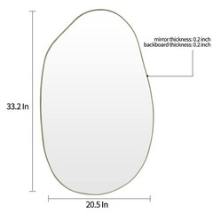 Irregular Wall Mirror, 33.5″x20.5″ Asymmetrical Frameless Decorative Mirror, …